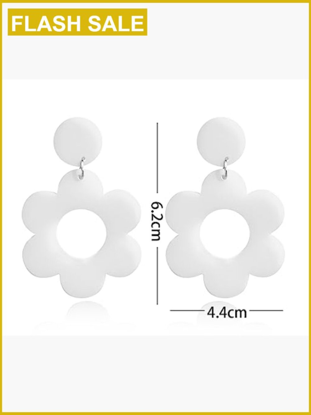 Vintage 60s 70s Acrylic Dangle Earrings, Large Flower Drop Earrings for Women - Picture 6 of 6